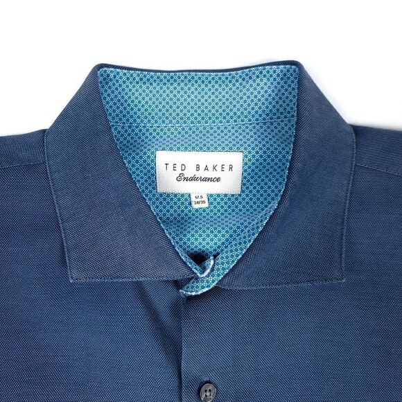 TED BAKER Endurance Long Sleeve Button Down Dress Shirt in Slate Blue Mens 17.5 - Picture 2 of 7